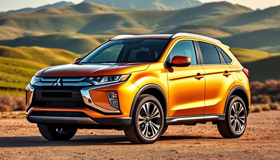 Gold Mitsubishi Outlander Sport in scenic landscape setting.