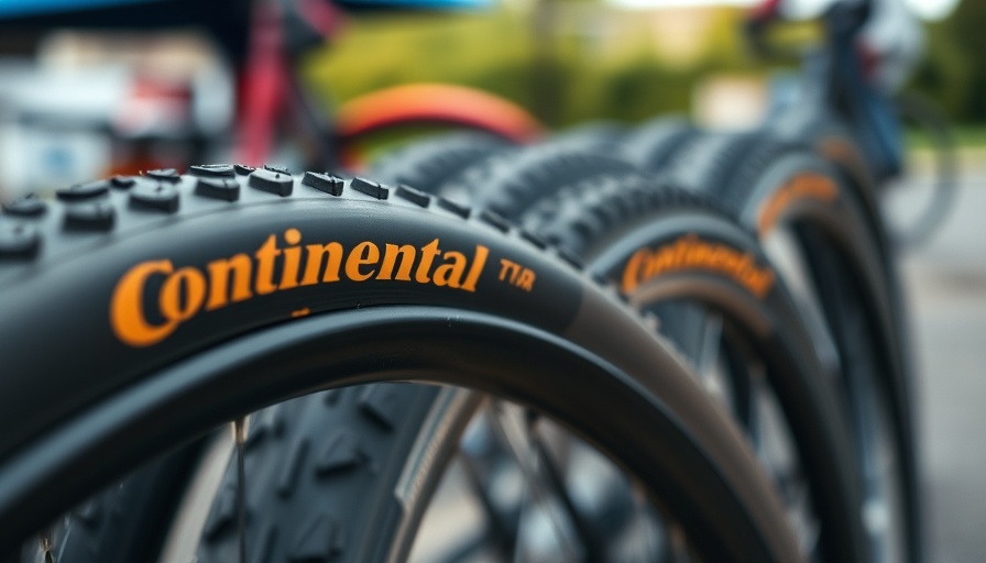 Close-up of Continental bicycle tyres showing tread and logo.