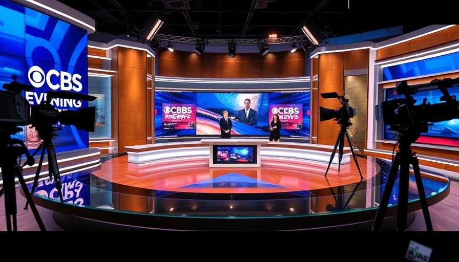 CBS Evening News studio with anchors presenting.