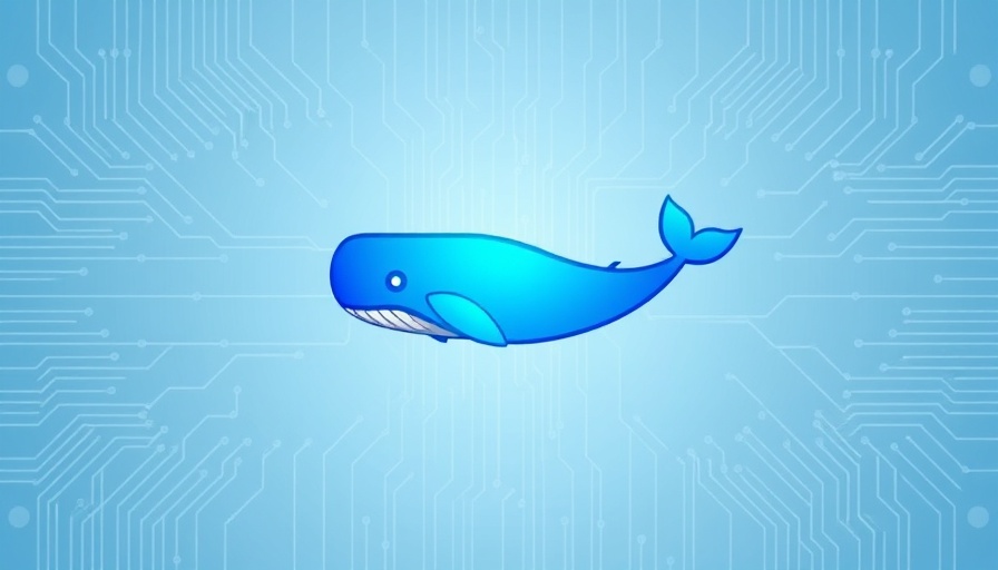 Minimalistic AI competition logo with whale on circuit background.