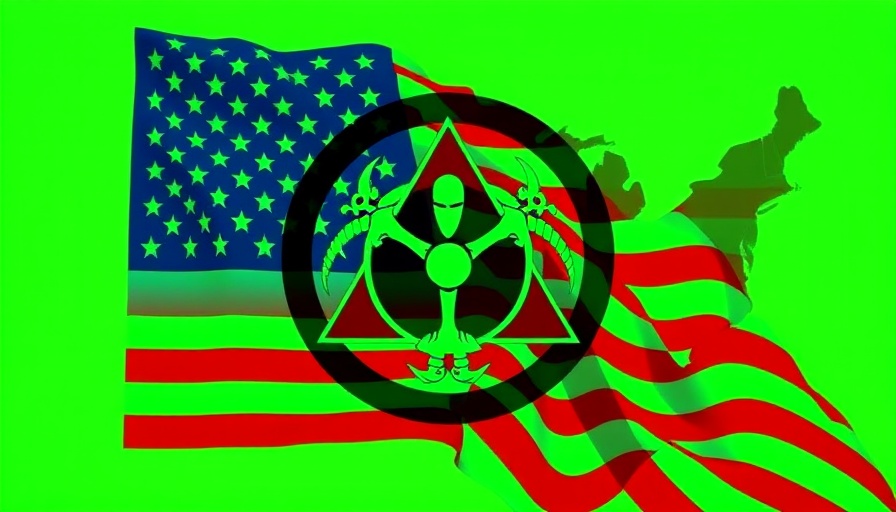 Abstract caution symbols with American flag, warrantless searches concept