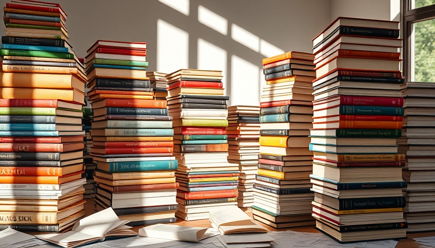 Stacked colorful books representing AI translation technology.