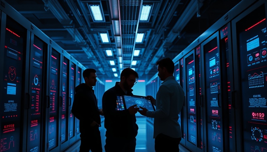 DeepSeek AI futuristic data center visualization with digital interfaces.