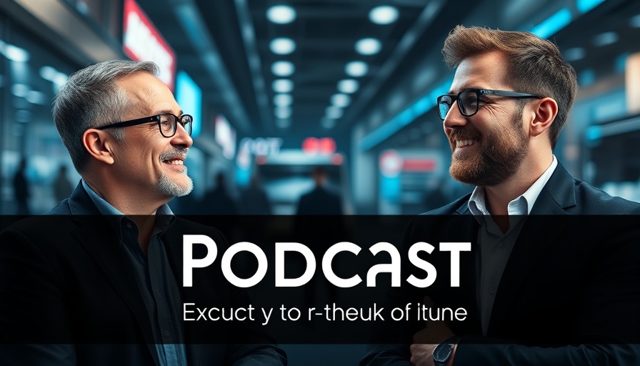 Application Development podcast cover with two professionals discussing future trends.