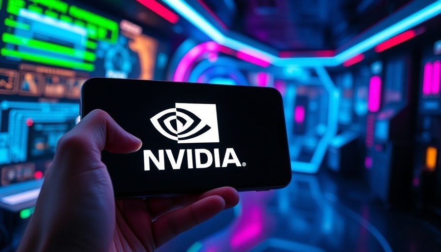 DeepSeek tech image showing Nvidia logo on smartphone with digital effects.