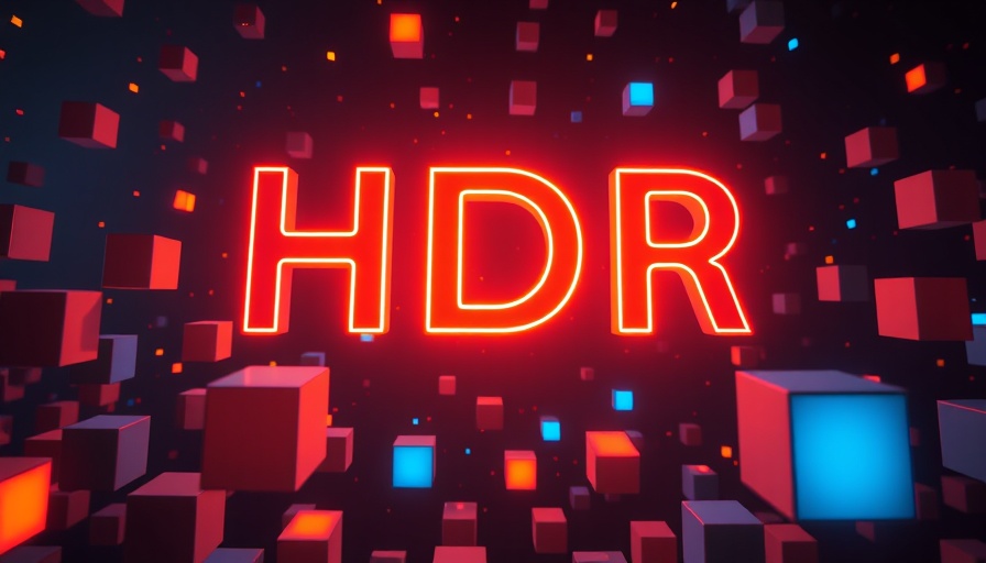 Glowing HDR technology text in futuristic 3D abstract space