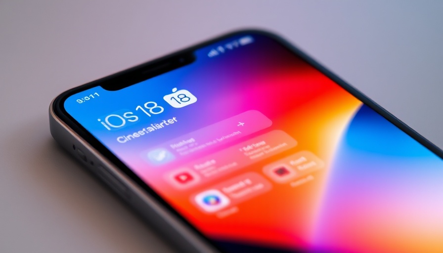 Apple iOS 18 features on smartphones against gradient background.