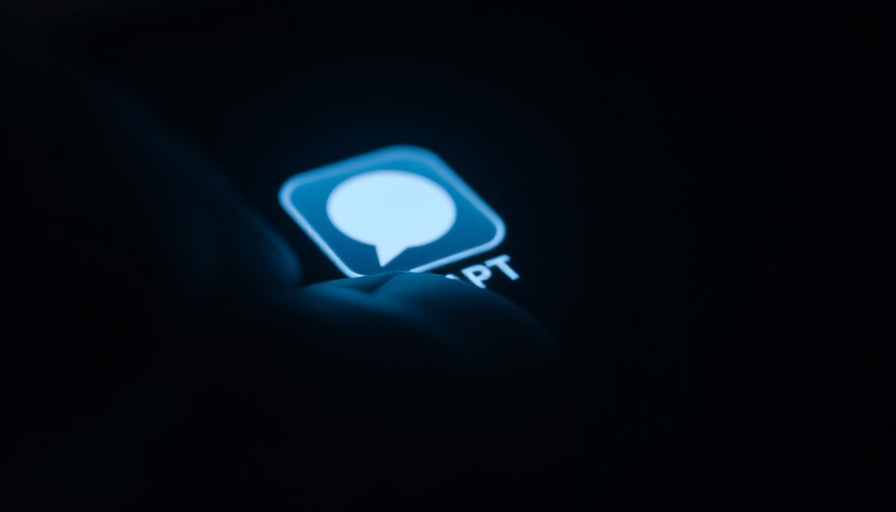 ChatGPT app icon glowing under fingertip in dark setting.