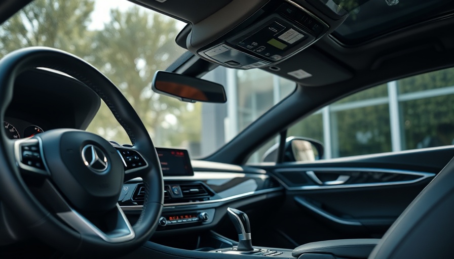 Modern car interior with premium dashboard and gear shift.