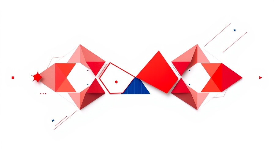 Futuristic design with red and blue shapes