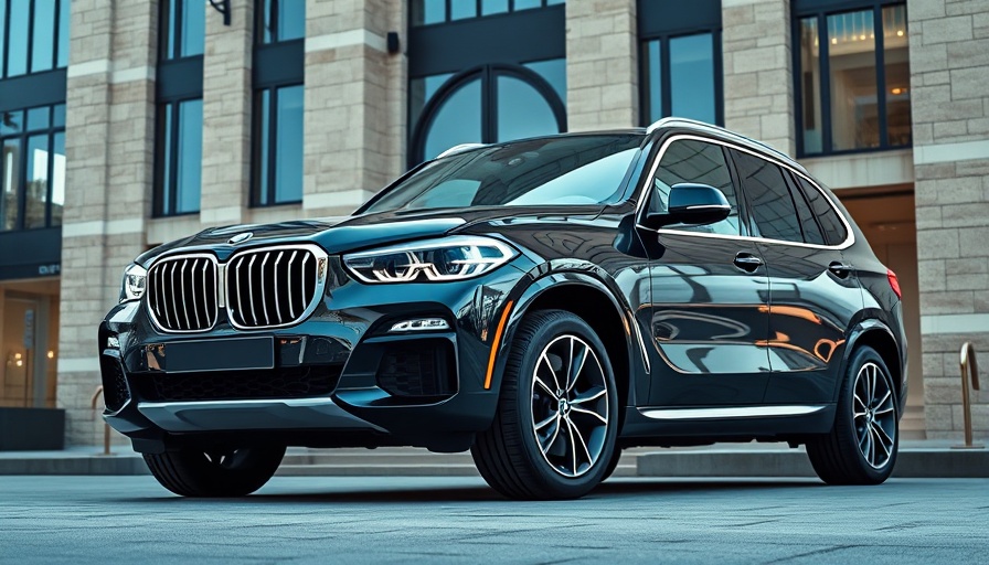 BMW X5 Hybrid parked in urban architectural setting