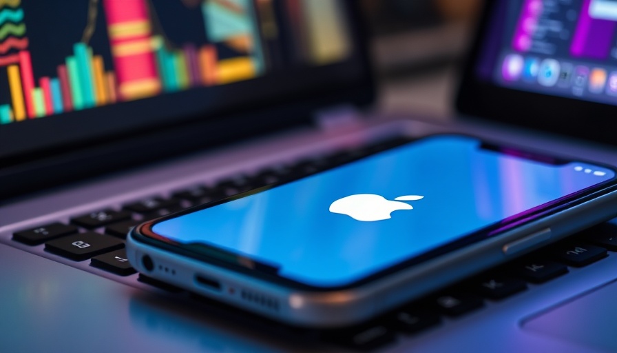 Apple Intelligence logo on phone and laptop screen.