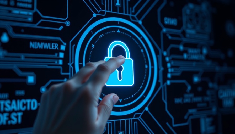Futuristic digital data security concept with lock symbol interface.