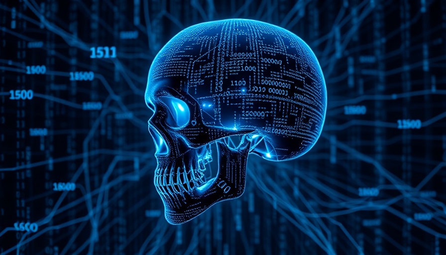 Abstract skull morphing into code, exploring harm in AI.