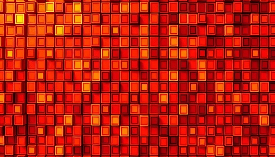 AI in ITSM depicted through digital mosaic pattern in orange tones.