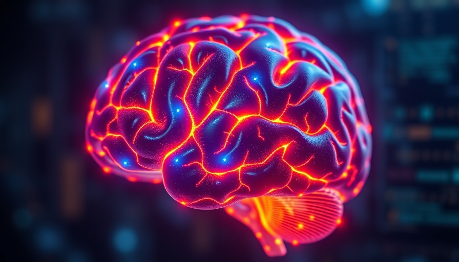 Glowing digital brain in futuristic environment, Vector Revolution.