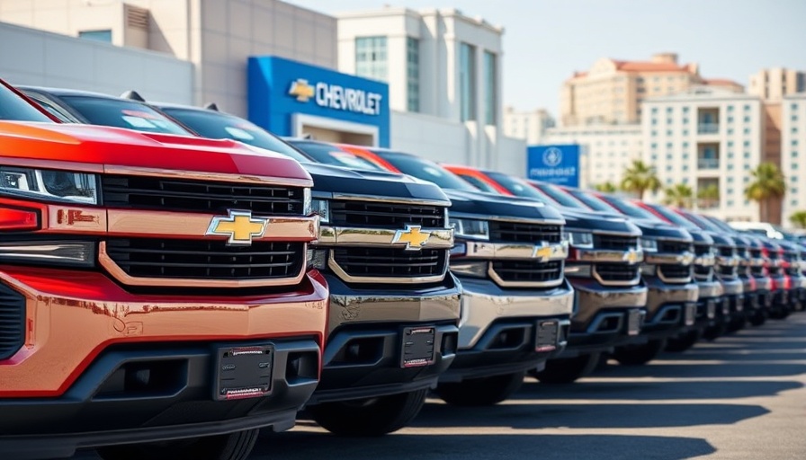 Chevrolet trucks in dealership lineup, highlighting GM Financial loan volume.