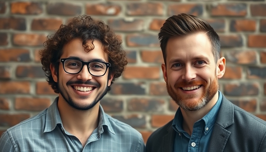 Two men smiling in front of a brick wall, open AI platform.