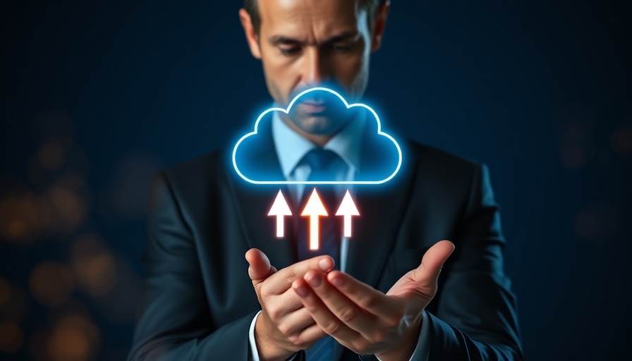 Businessman holding glowing cloud icon symbolizing Google Cloud.