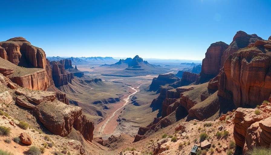 Rugged landscape of a warm weather national park under blue sky.