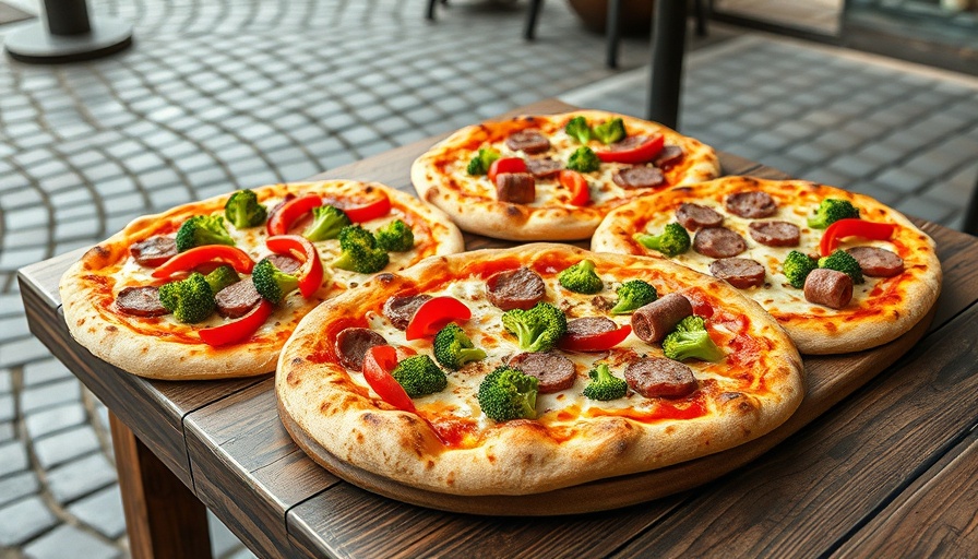 Gourmet pizza on rustic table, Southeastern Connecticut.