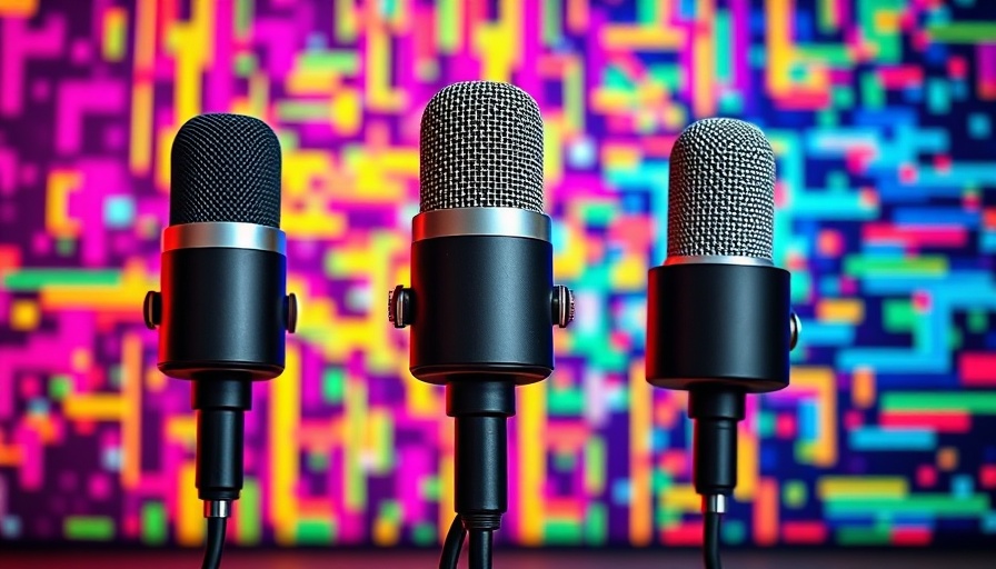 Close-up of Best USB Microphones with digital glitch background.