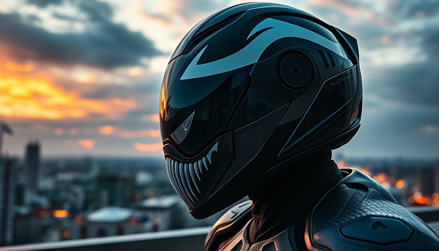Venom-themed helmet design showcased at AIMExpo 2025.
