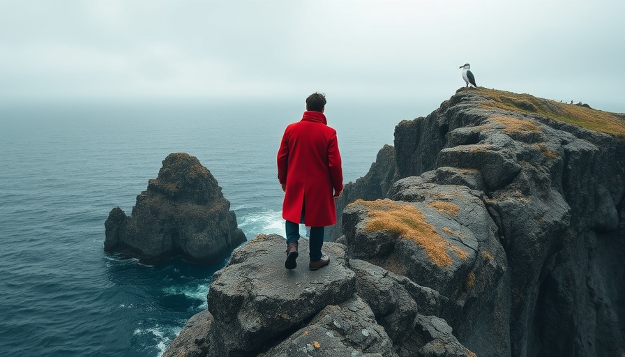 Benefits Literacy: Serene view of an individual on a rocky cliff.