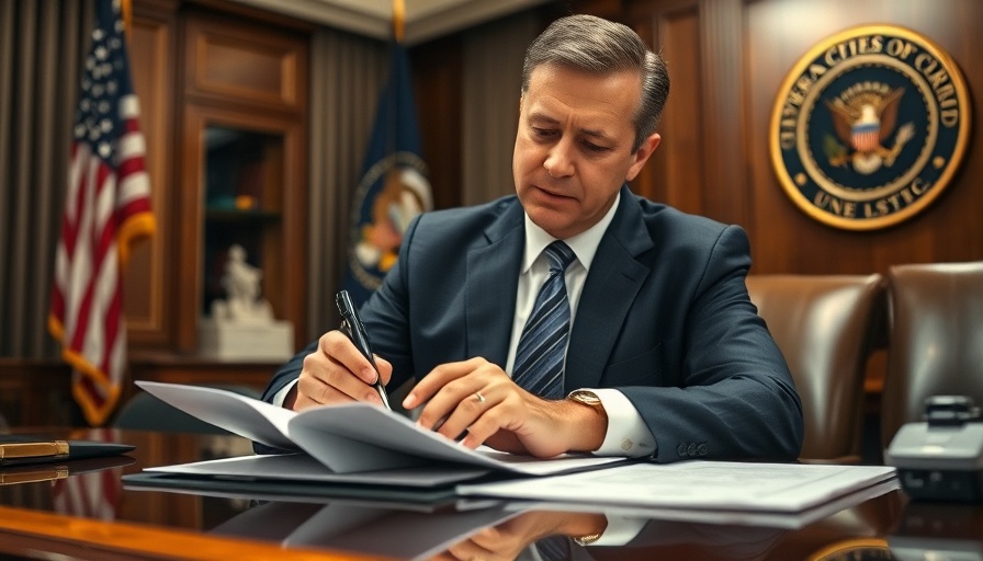Official signing documents related to fuel economy standards in a formal office setting