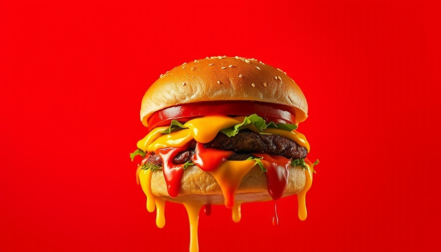 Melting hamburger with artistic drips on a red background, McDonald's CMO Challenges.