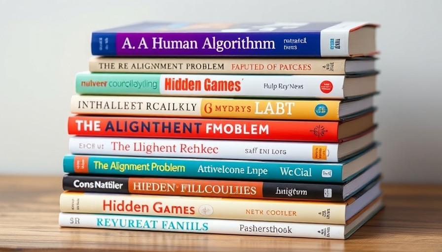 AI Engineering Books arranged in a colorful stack on a wooden table.
