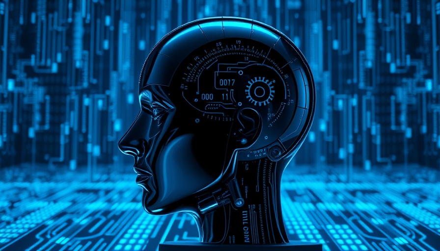 Futuristic AI head with binary code and circuits, illustrating AI in IT Operations.