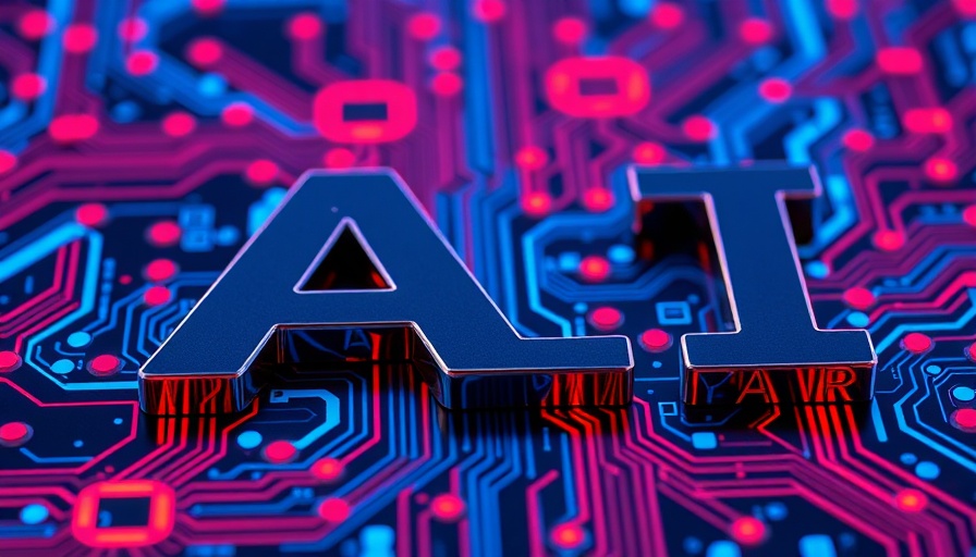 Futuristic AI design with blue circuitry and glowing elements.