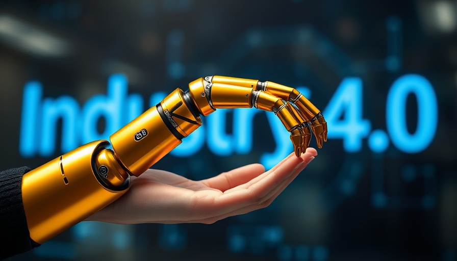 Golden robotic arm held in hand representing AI dental workflow.
