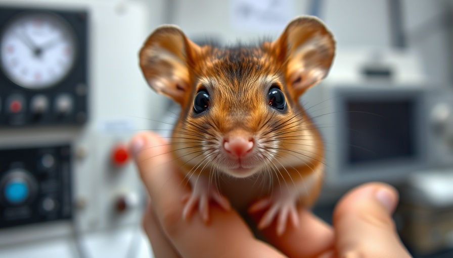 Mouse in lab setting representing genetic engineering.