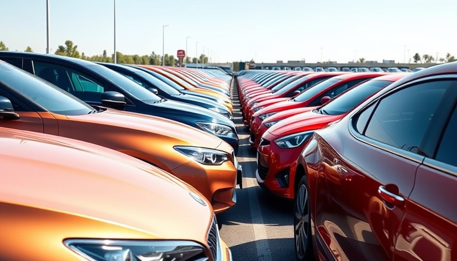 New cars displayed in a dealership lot for Honda Nissan sales.