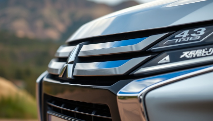 Mitsubishi electric SUV front grille close-up, sleek design.