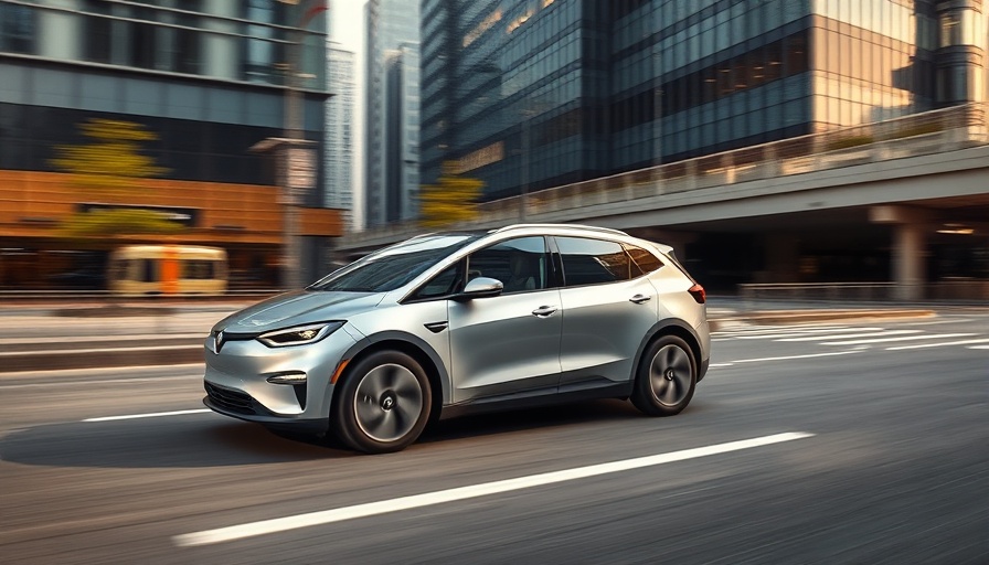 Sleek electric SUV on urban street, highlighting GM electric vehicles profitability.