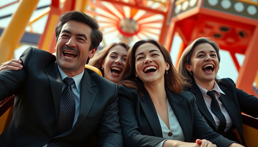 Business people on a roller coaster ride, symbolizing used car values.