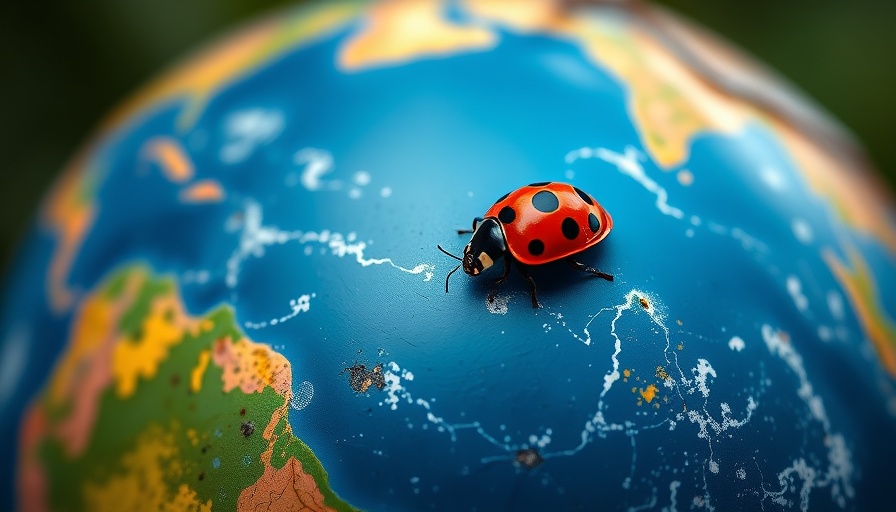 Vibrant ladybird on globe exploring, representing Ladybird browser.