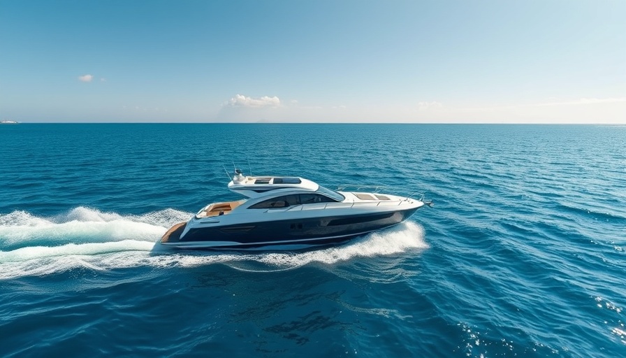 Sleek motorboat cruising the tranquil ocean, highlighting MarineMax revenue.