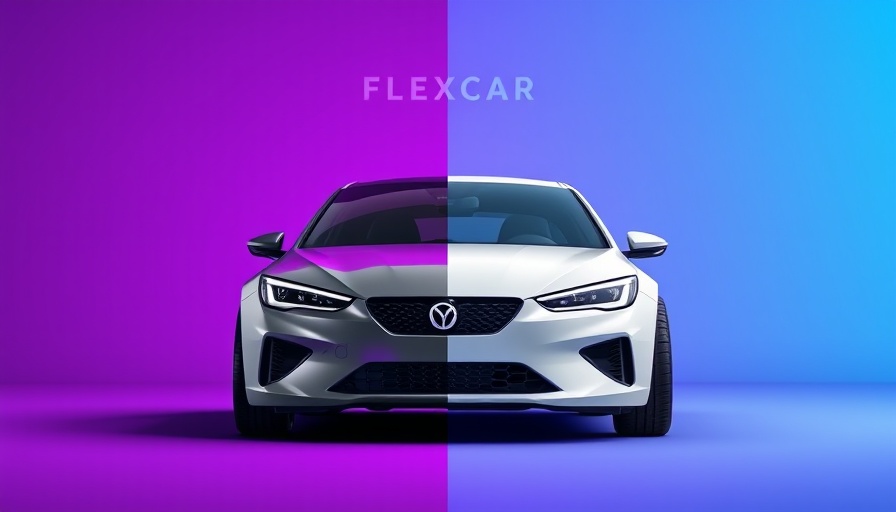 Flexcar gas saver innovation highlighted in split car image.