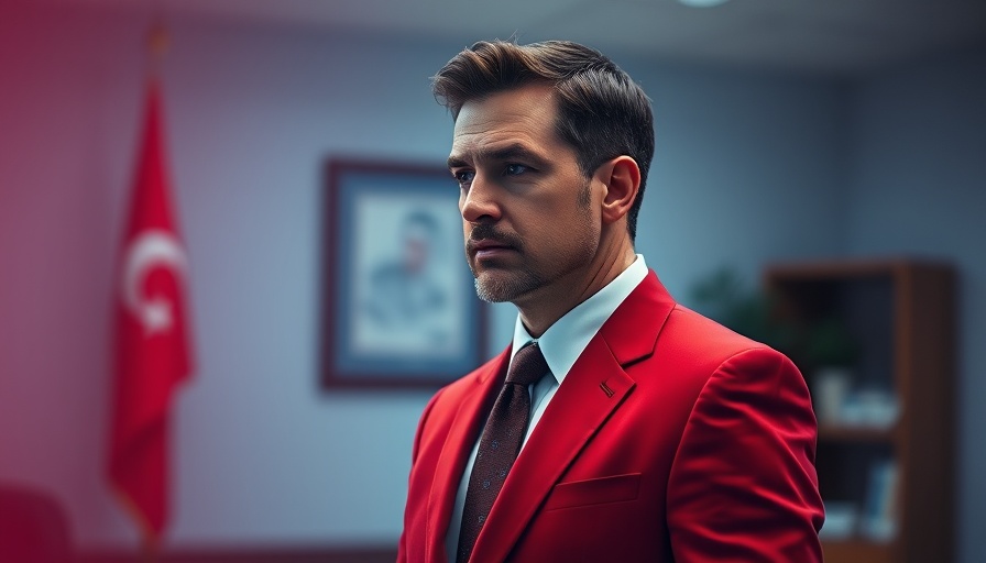 DeepSeek OpenAI abstract image of a man in a suit with blue-red overlay.