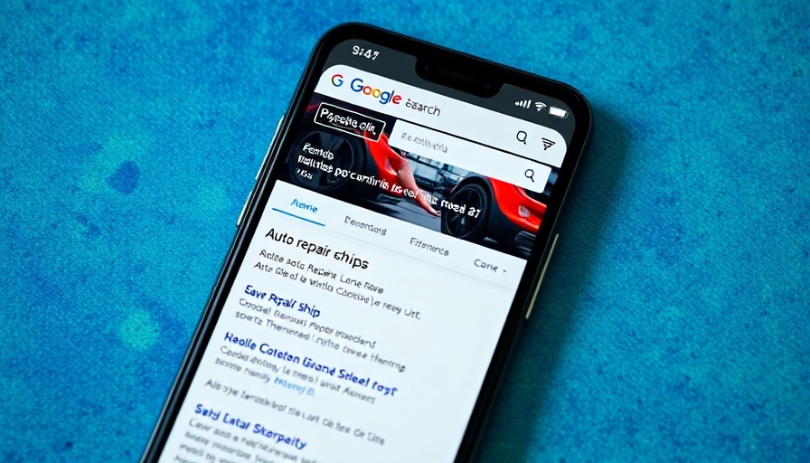 Smartphone showing Google AI tool interface for auto repair.
