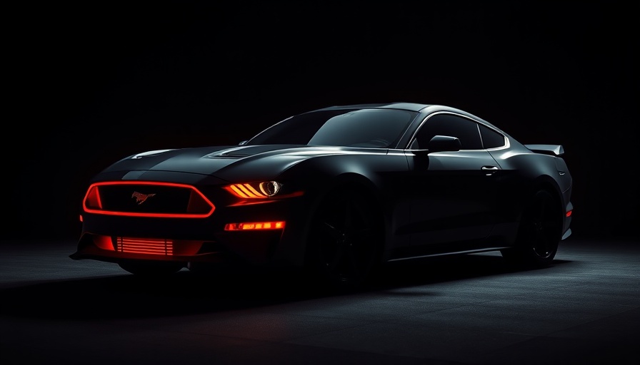Sleek Ford Mustang Mach-E silhouette with red glowing accents.