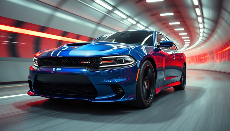 Sleek Dodge Charger Sixpack in a futuristic tunnel