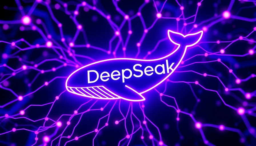 DeepSeek AI logo amidst glowing neural network connections.