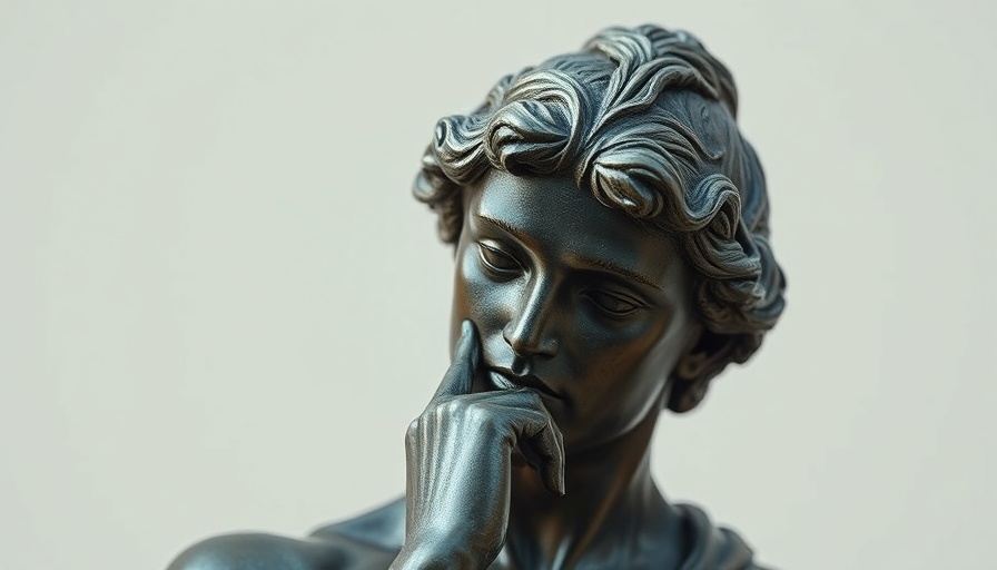 Bronze statue with digital logo head, OpenAI reasoning model concept.