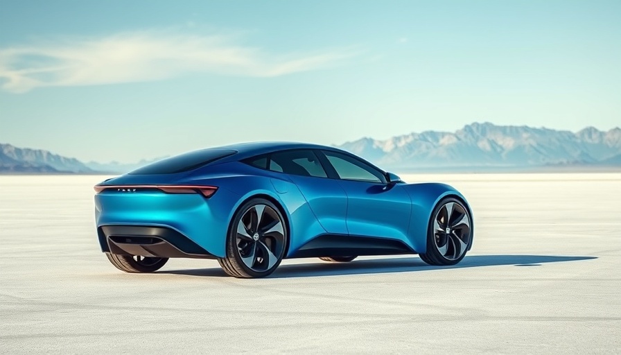 Futuristic blue EV showcasing efficiency on salt flats.