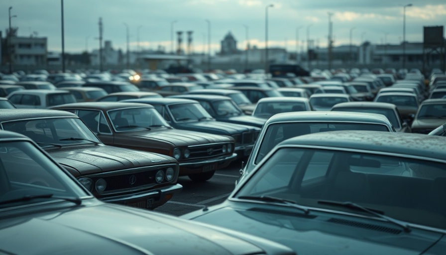 Subprime lending concept illustrated by parked cars in a lot.